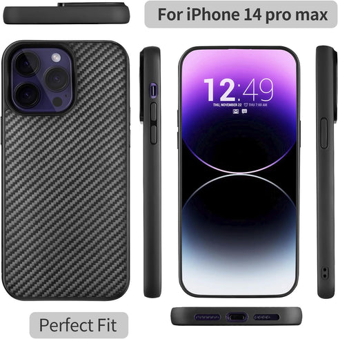 Case for iPhone 14 Pro Max Case, Glass Carbon Fiber iPhone Case for iPhone 14 Pro Max 6.7inch, Light Carbon Fiber Shockproof Slim 14 Pro Max Phone...