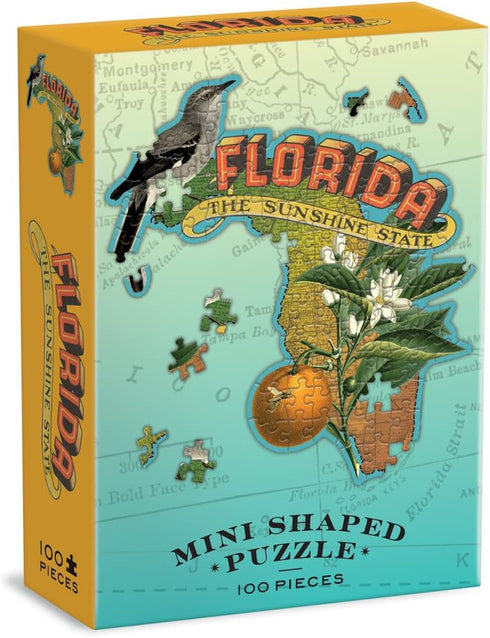 Galison Wendy Gold Florida Shaped Mini Puzzle, 100 Pieces, 8” x 9.75” – Die-Cut Jigsaw Puzzle Featuring Art by Bestselling Artist Wendy Gold – Mak...