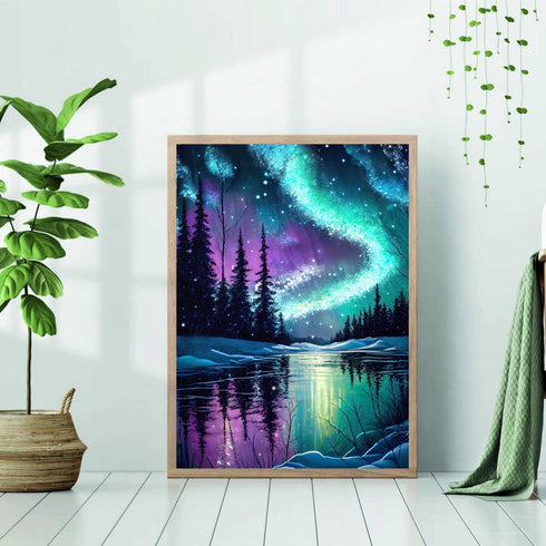 DIYCYCY Aurora Landscape Diamond Art Kits for Adults,DIY 5D Diamond Painting Kits for Beginners,Round Full Drill Diamond Dots Paintings Picture Ge...
