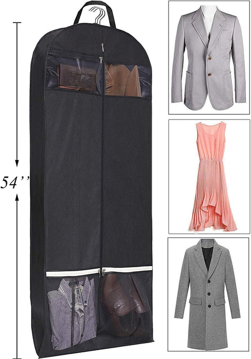 KIMBORA 54" Trifold Dress Garment Bags for Travel Gusseted Suit Cover with 2 Large Mesh Shoe Pockets (Black)...