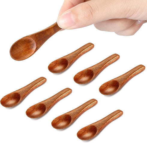 8 Pcs Handmade Tiny Wooden Spoons, 2.3 Inch Mini Condiment Spoons for Sauces Salt Small Wooden Spoons for Spices, Dips, Sugar, Honey and More...