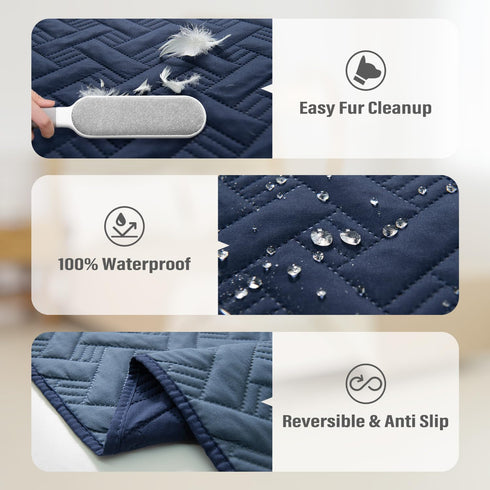 Dog Bed Cover for Pets Blankets Rug Pads for Couch Protection Waterproof Bed Covers Dog Blanket Furniture Protector Reusable Changing Pad (Navy Bl...