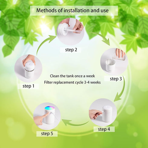Home USB Flash small humidifier Bedroom living room no noise pregnant women baby fog Large capacity air sprayer(White), Middle, JASHI 001...