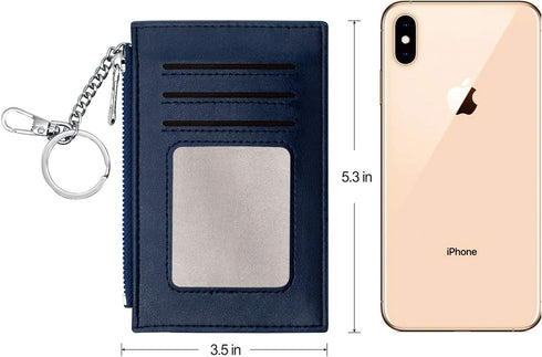 Padike Womens Slim Credit Card Holder Mini Front Pocket Wallet Coin Purse Keychain (Navy blue)…...