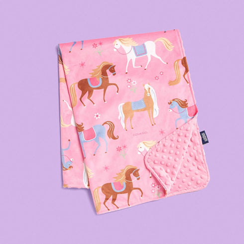 Wildkin Plush Baby Blanket – Soft & Cozy Comfort, Ideal for Toddlers, Travel & Daycare - Horses...