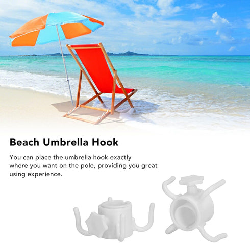2pcs Sun Umbrella Hook, Beach Umbrella Hanging Hook 4 Prongs Plastic Umbrella Hook Hanging Plastic Beach Umbrella Hanging Hook Umbrella Hanger (Wh...