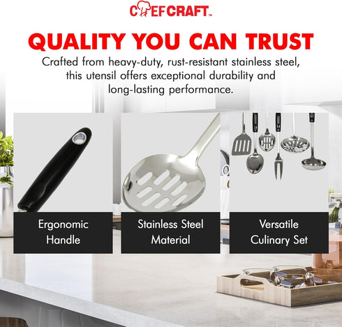 Chef Craft Select Slotted Spoon, 12 inch, Stainless Steel...