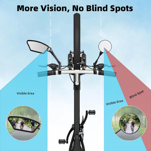 ROCKBROS 2024 Bike Mirror HD Blast-Resistant Bike Mirror Handlebar Mount 360 Degree Adjustable Ebike Mirror Rotatable Bicycle Mirror Easy to Insta...