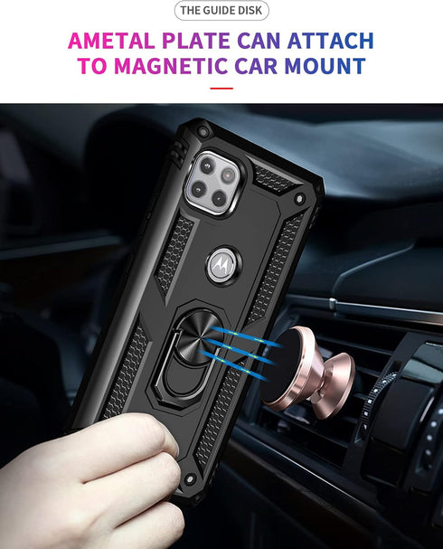 Military Grade Drop Impact for Moto One 5G Ace Case Motorola One 5G Ace G 5G Case 360 Metal Rotating Ring Kickstand Holder Armor Heavy Duty Shockp...