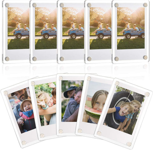 ONE WALL Acrylic Fridge Magnetic Frame, Double Sided Photo Refrigerator Magnet Picture Frame for Fujifilm Instax Mini, 2.36 x 3.54 Inch, Pack of 1...