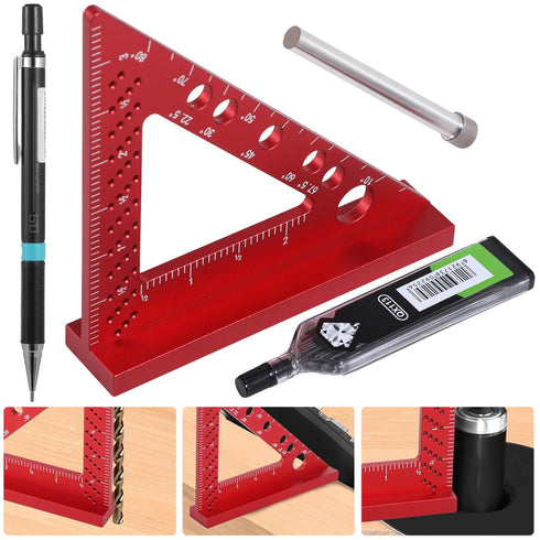 Small Carpenter Square Woodworking - Small Square Tool with Fixed Angle Pin and 0.9mm Mechanical Pencil - Precision Accurate Mini Carpenter Square...