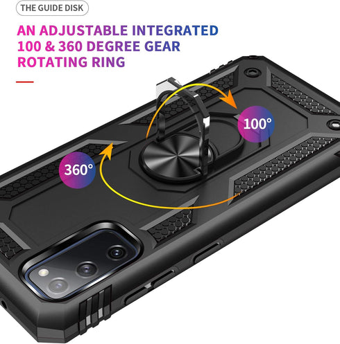 Samsung Galaxy S20 FE Case - Military Grade, Heavy Duty with Ring Holder Stand & Magnet Car Mount - Black...
