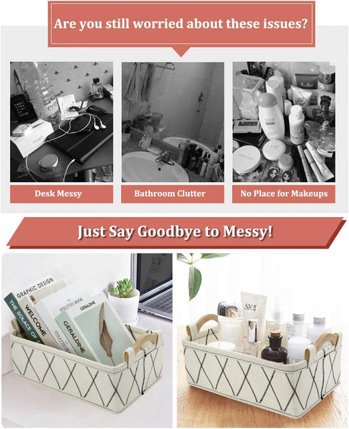 Storage Baskets for Organizing Toys Small Basket White Basket Felt Fabric Basket Bins for Home Office Closet Bathroom Bedroom Playroom Decorative ...