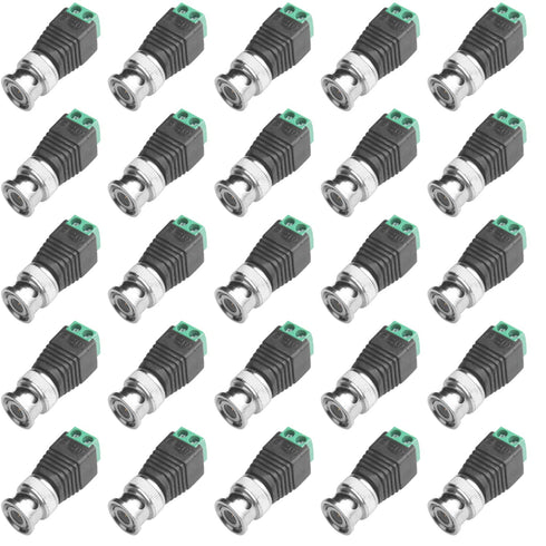 BNC Male Balun Connector 28 Pcs Coaxial Cat5 to BNC Male Connector and BNC to 2 Screw Camera Terminal Male Adpater for CCTV Surveillance Video Cam...