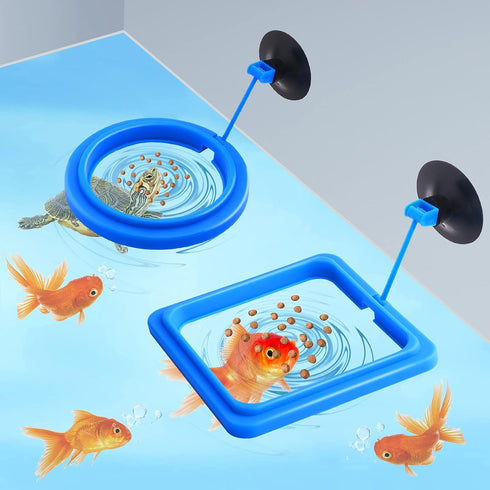 Fish Feeding Ring, 2 Pieces Fish Feeder Aquarium Fish Turtle Tank Accessories Food Feeder Circle for Guppy, Bettas, Goldfish, Turtle (Blue)...