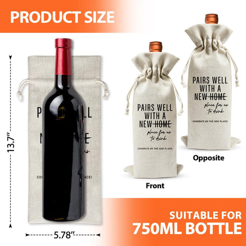 Housewarming Gift New House Wine Bag for Women Men Wife Husband Couple Owner Homeowner, Realtor Gift to Client, New Home Gift Ideas, House Warming...