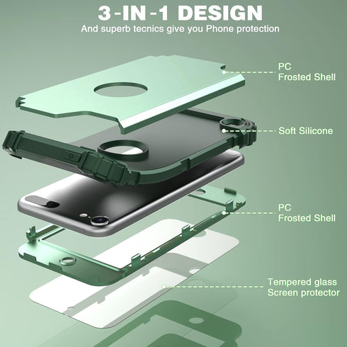 IDweel for iPod Touch 7th Generation Case with 2 Screen Protectors, Hybrid 3 in 1 Shockproof Slim Heavy Duty Hard PC Cover Soft Silicone Bumper Fu...