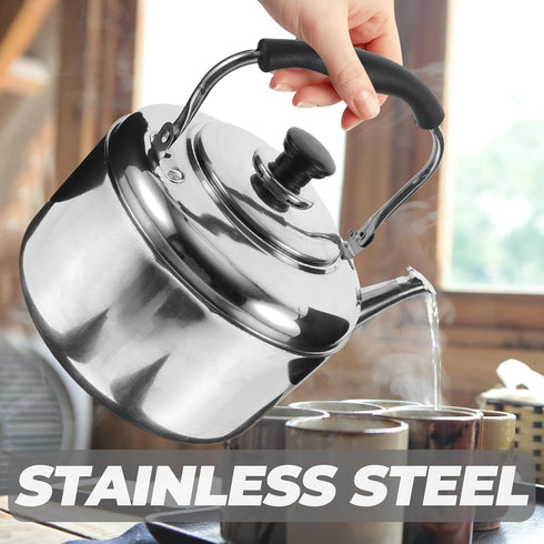 Alipis Stovetop Tea Kettle, 4L Stainless Steel Whistling Water Kettle with Cool Handle, Stove Top Household Water Boiler Water Pot for Home, Kitch...