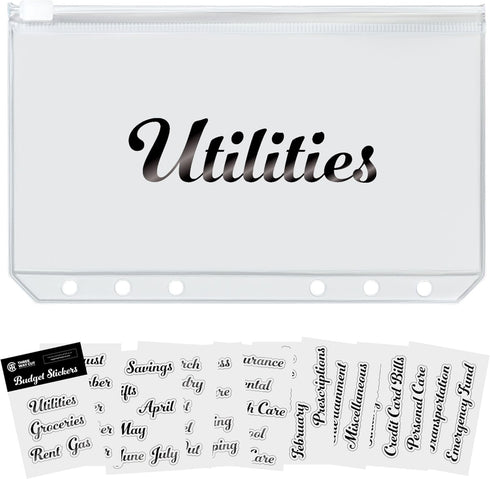 Black Budget Stickers for Cash Envelopes, Vinyl Budgeting Sticker Labels, Binder Envelope Label Organizer for Personalized Wallet, Monthly Planner...