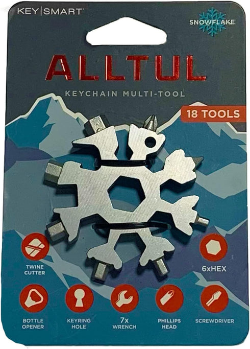 Alltul Snowflake MultiTool by KeySmart - 18 in 1 Mini Snowflake Pocket Tool - Stainless Steel Mini Multitool for Outdoor Sports, Camping and Trave...