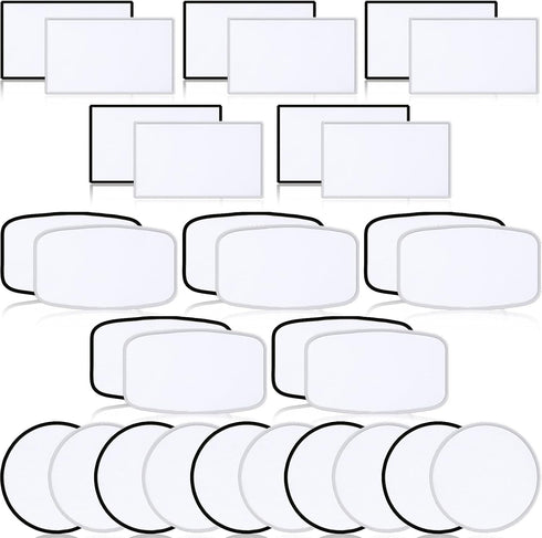 30 Pieces Sublimation Patches Fabric Iron-on Blank Patches 3 Shapes Repair Embroidery Sublimation Blank Hat Embroidery for DIY Crafts, Caps Clothe...