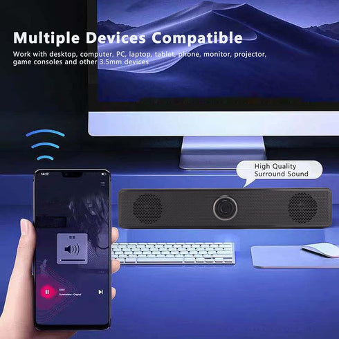 3.5mm Wired External Laptop Speakers Computer Speakers USB Powered Soundbar Volume Control for Desktop PC Laptop Tablet......