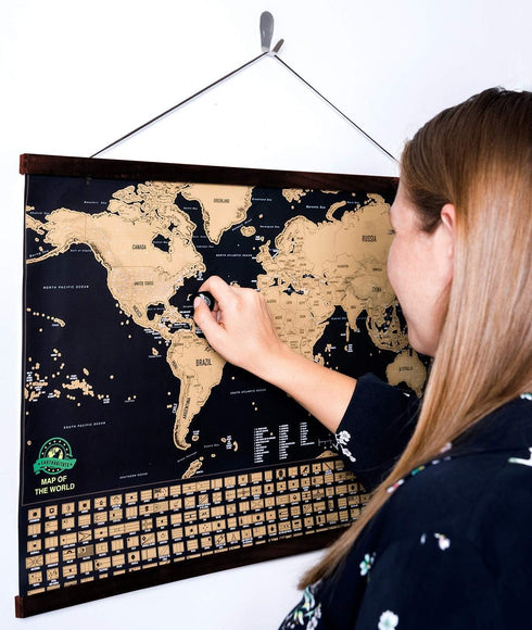 Magnetic Poster Hanger Frame - 24 inches Wooden Magnetic Poster Frame Hanger for Scratch Off Maps, Prints, Pictures, Photos, Canvas Artwork...