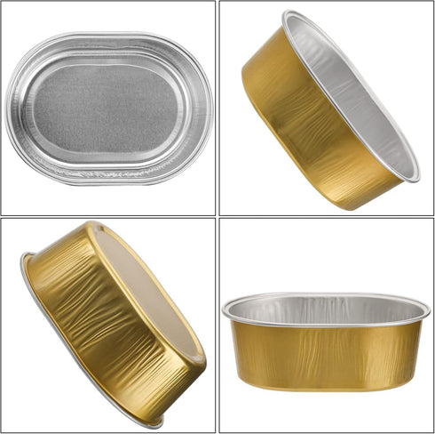 Dicunoy 100 Pack Mini Aluminum Cups with Lids, 3 OZ Disposable Muffin Liners Containers, Individual Ramekins Flan Pan for Dessert, Creme Brulee, P...