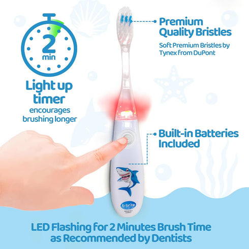 Lily's Home Kids Flashing Timer Toothbrush Kids with Soft Bristles, Rising Cup & Cover - Fun 2-Min Light-Up Brushing for Children - Toddler Toothb...