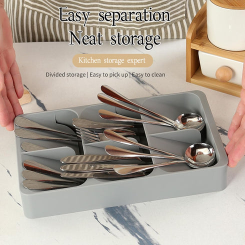 6 Slots Silverware Cutlery Drawer Organizer, Kitchen Drawer Utensil Tray for Flatware, Cutlery, Spoon and Knives Drawer Storage Organization Keep ...