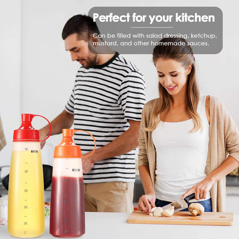 Condiment Squeeze Bottle Wide Mouth, 2 Pack 300ml Empty Reusable Squeeze Bottles for Honey,Batter,Catsup,Onion,Resin,Baking,Expoxy,Relish, BPA Fre...