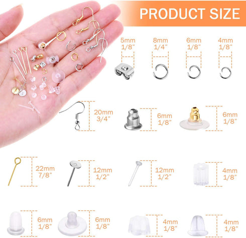 Anezus Earring Making Kit with Earring Hooks Findings, Earring Backs Posts, Jump Rings for Jewelry Making Supplies, 2320Pcs...