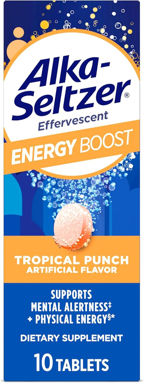 Alka-Seltzer Energy Boost: Caffeine & Guarana, B Vitamins, Supports Mental Alertness and Physical Energy, Daily Energy Supplement, Fizzy Tablets, ...