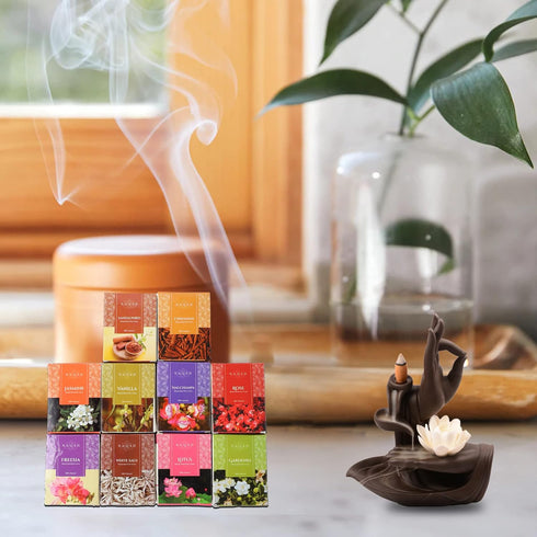Premium Masala Back Flow Cones- NAQSH Masala Back Flow Natural Incense Cones Assorted 10 Fragrances with 8 Cones Each...
