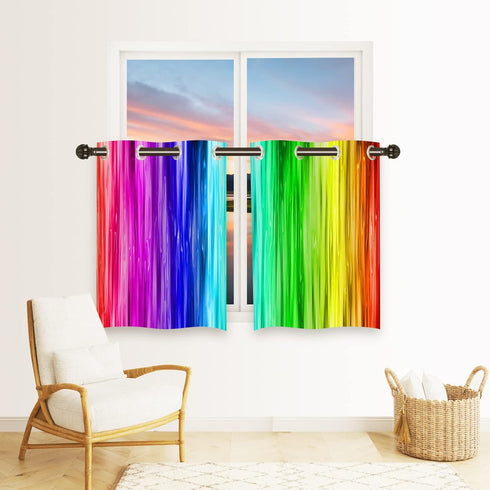 ANHOPE Rainbow Striped Curtains - Girls Colorful Vibrant Vertical Stripes Print Pattern Waterproof Grommet Window Drapes for Bedroom Kitchen Bathr...