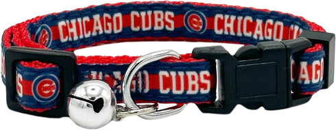 MLB CAT Collar Chicago Cubs Satin Cat Collar Baseball Team Collar for Dogs & Cats. A Shiny & Colorful Cat Collar with Ringing Bell Pendant...