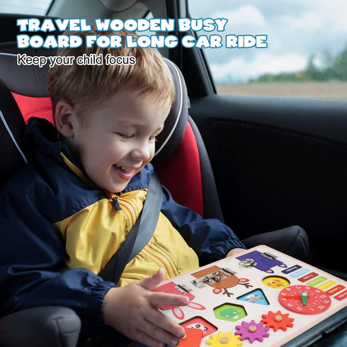 TOY Life Wooden Busy Board Montessori Toys for Toddlers Activity Board Sensory Toys for Toddlers 1-3 Busy Board for 1 Year Old Travel Toy Educatio...