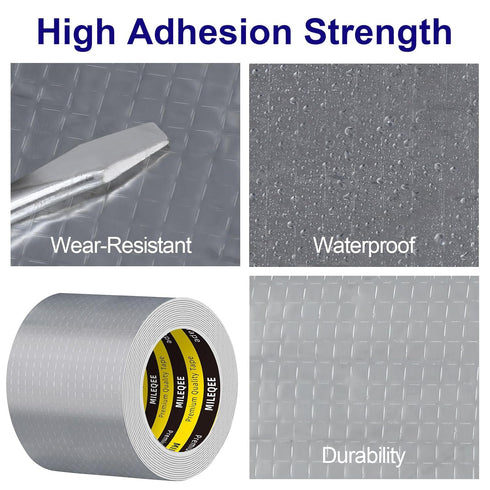 Butyl Sealant Tape Waterproof Aluminum Foil, Joist Tape for Decking 2 Inch, Super Sticky, Repair Roof Leak, Sealing Awning Crack, Patching Deck Fl...