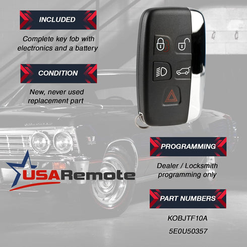 Key Fob Keyless Entry Remote fits Land Rover Range Rover Sport LR2 LR4 Evoque 2012 2013 2014 2015 2016 2017 (KOBJTF10A)...