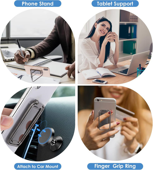 Cobee Cell Phone Ring Holder Finger Kickstand, 360° Rotation Foldable Metal Ultra-Thin Cellphone Back Grip Stand Adjustable Phone Holders for Magn...