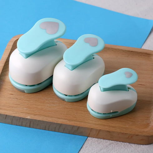 LOVEINUSA 3PCS Blue Paper Punches for Craft, Paper Punch Heart Shapes Blue Paper Craft Puncher for Scrapbooking Greeting Card DIY Albums...