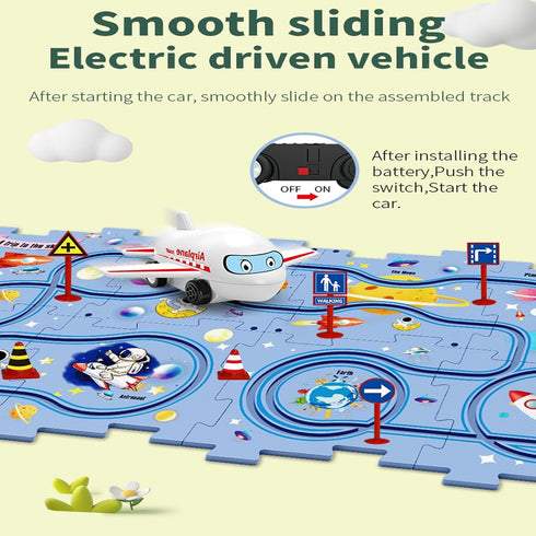 25PCS Puzzle Racer Kids Car Track Set, Space Jigsaw Puzzle Racer Car Track Set Puzzle Track Car Play Set Preschool Gifts for Kids Christmas Birthd...