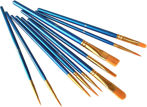 6 Pack 60 Pcs Nylon Hair Paint Brushes Set, Blue Artist Paint Brushes for Acrylic, Oil Watercolor, School Students Painting Set...