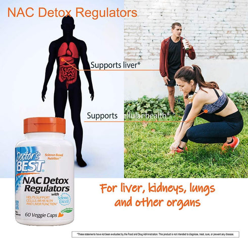 Doctor's Best NAC Detox Regulators with Seleno Excell, Non-GMO, Vegetarian, Gluten Free, Soy Free, 60 Veggie Caps...
