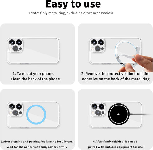 2Pcs Metal Ring Sticker for Pop Socket Magnetic Grip, Magnetic Adapter Adhesive for iPhone, Magsafe Wireless Charger (Blue)...
