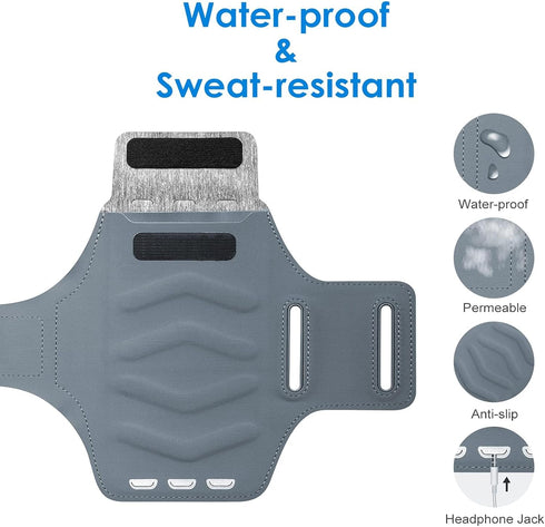 Running Armband Cell Phone Armband with Airpods Bag for iPhone 14 13 Pro 14 Plus 12 11 XR XS, Galaxy S20/S10 Waterproof Sports Phone Holder Case a...