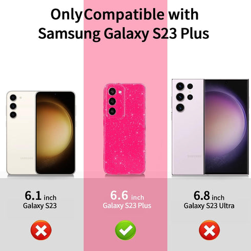 MINSCOSE Compatible with for Samsung Galaxy S23 Plus Case,Cute Neon Bright Color,Glitter Bling Thin Slim Shockproof Silicone Sparkly Case, Soft TP...