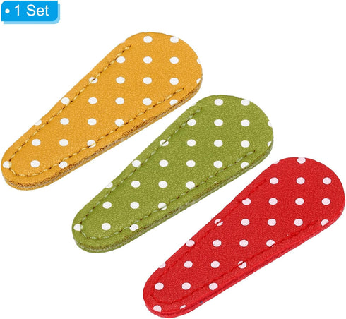 PATIKIL 2.6" x 1" Scissors Sheath, 1Set/3Pcs Polka Safety Scissors Cover Protector Leather for Sewing Lovers Embroidery Needlework Crewel and Sewi...