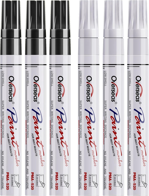 White and Black Paint Pens Paint Markers - 6 Pack Permanent Oil Based Paint Pen, Medium Tip, Quick Dry and Waterproof Marker for Rock, Wood, Metal...