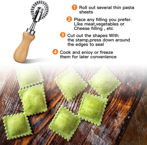 Pastry Wheel Cutter - Pasta Cutter Wheel - Ravioli Crimper Cutter Wheel for Home and Kitchen Use, 1.3inch...